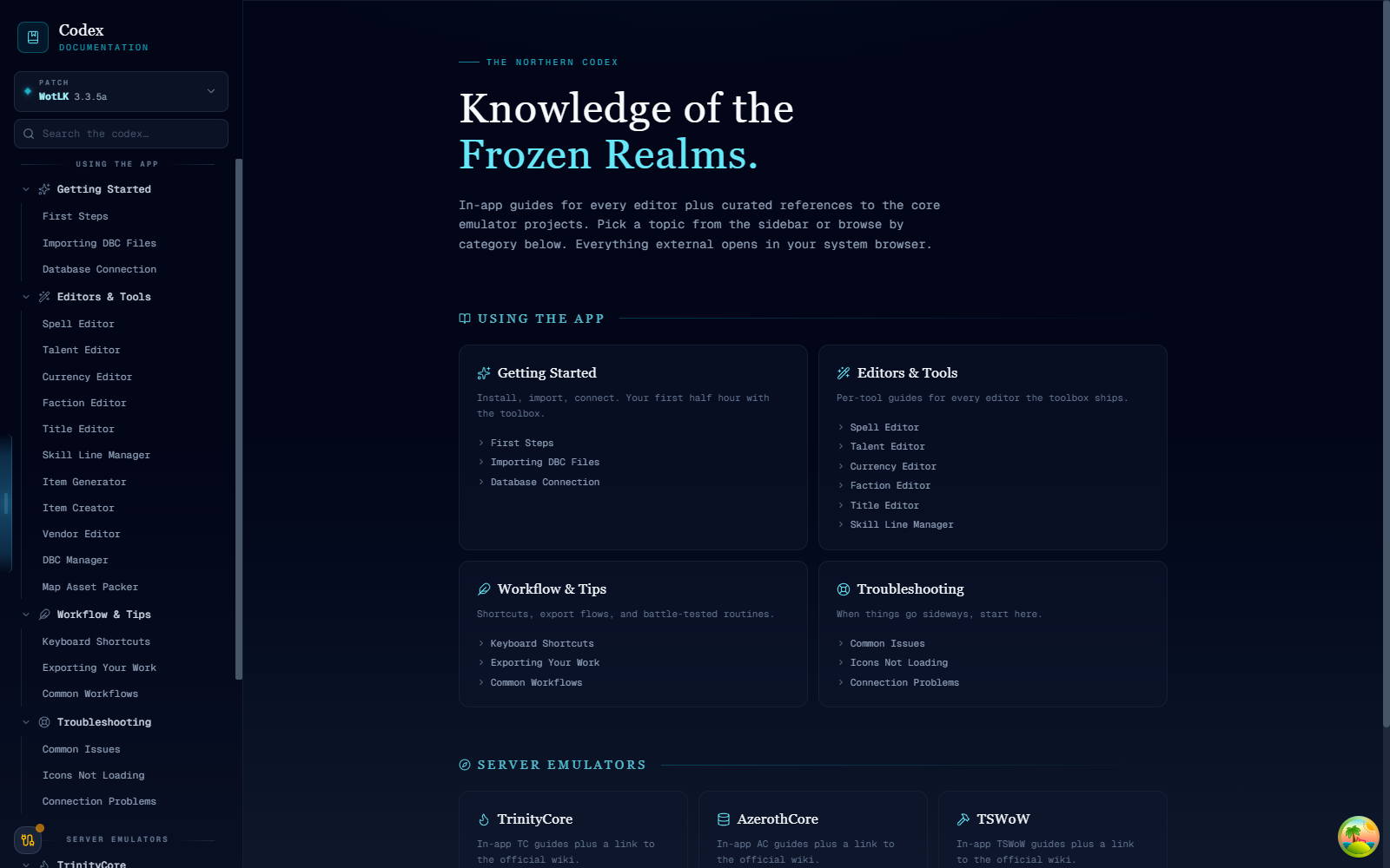 Codex documentation screen