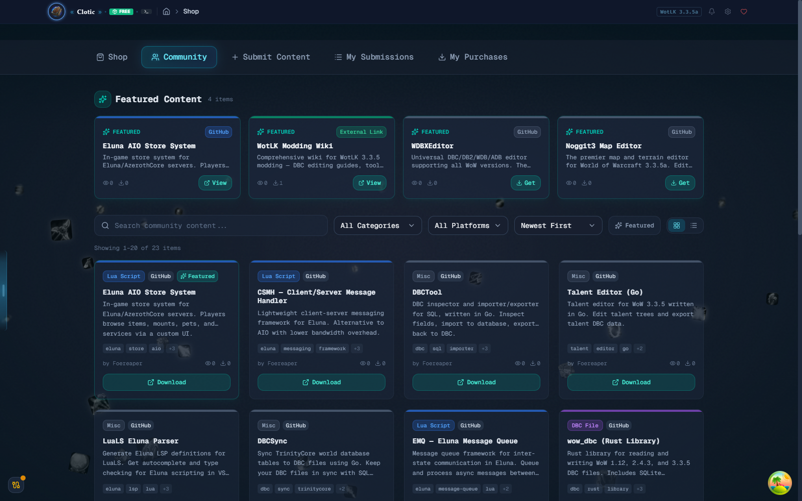 Community-submitted content section